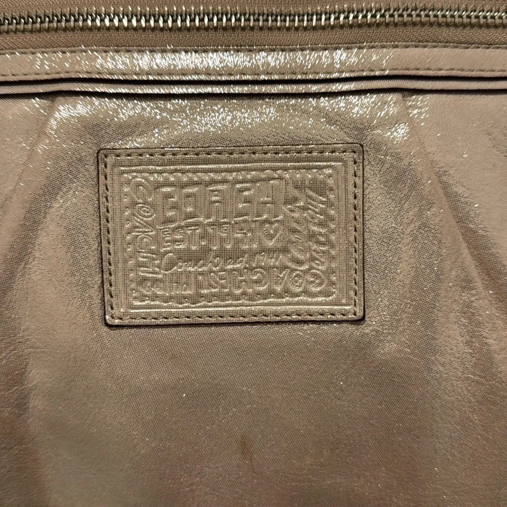 Coach Poppy Metallic Gold Champagne Leather‎ Large Tote Bag Purse #H1281-F20441